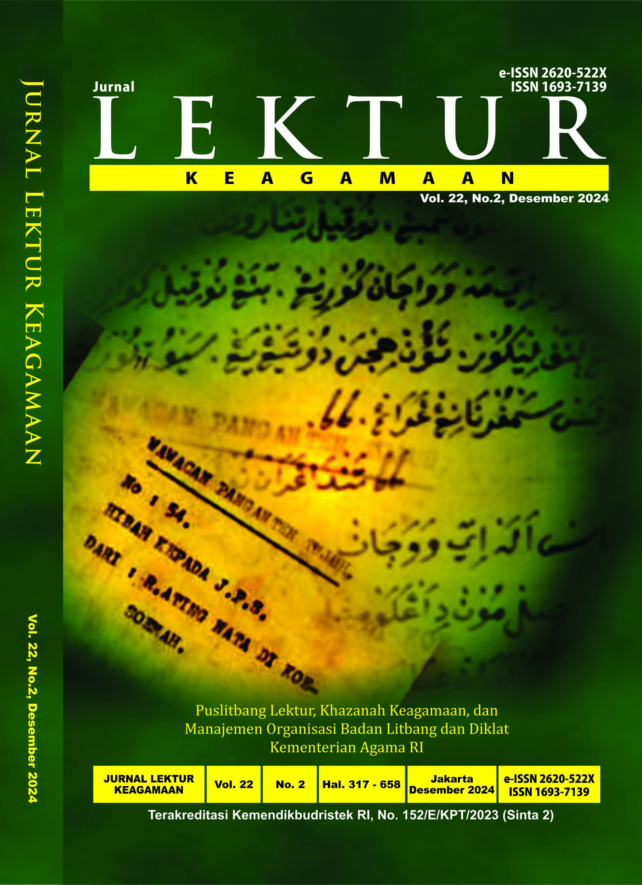 					View Vol. 22 No. 2 (2024): Jurnal Lektur Keagamaan
				