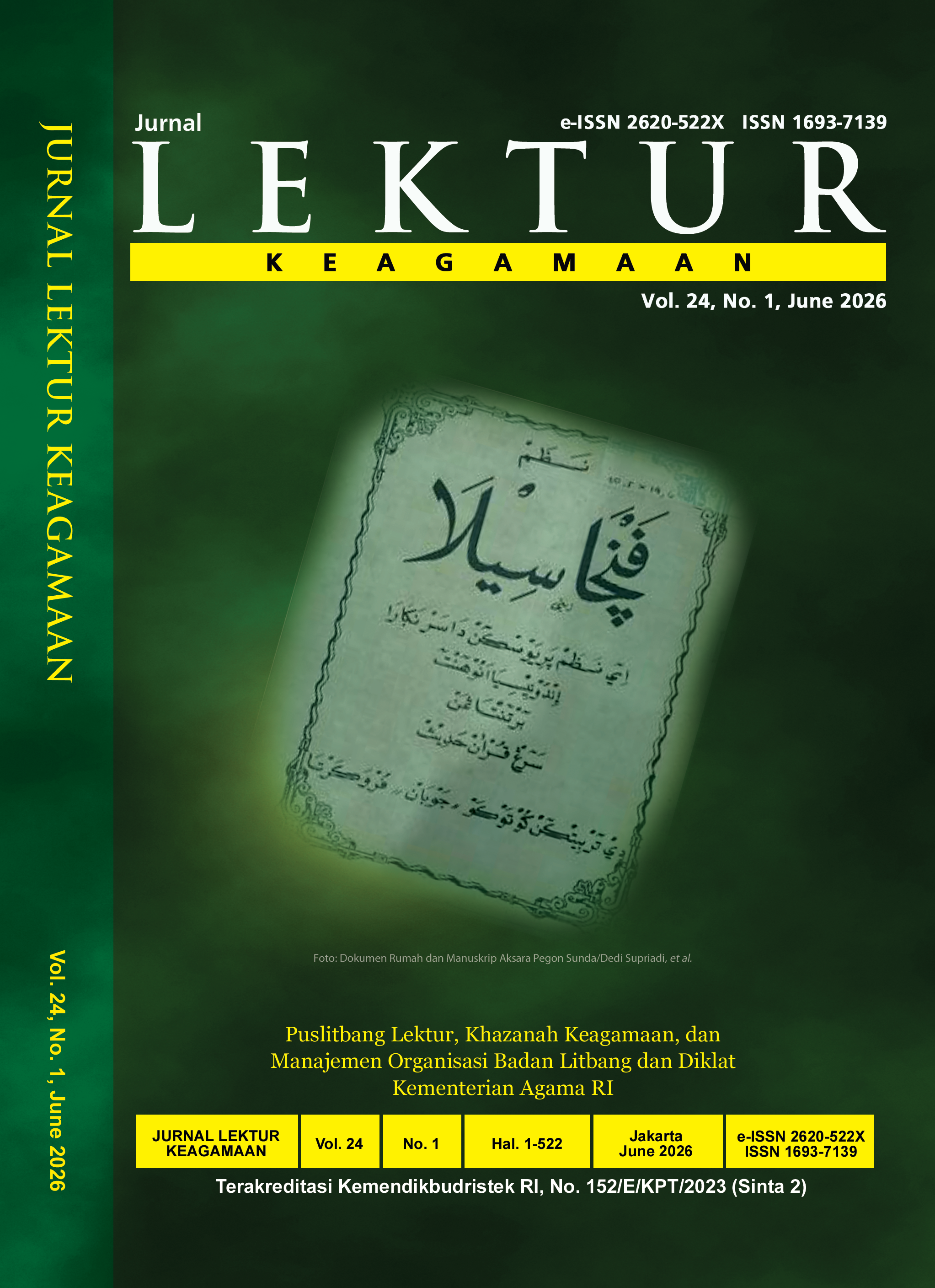 					View Vol. 24 No. 1 (2026): Jurnal Lektur Keagamaan Vol. 24 No. 1 Tahun 2026
				